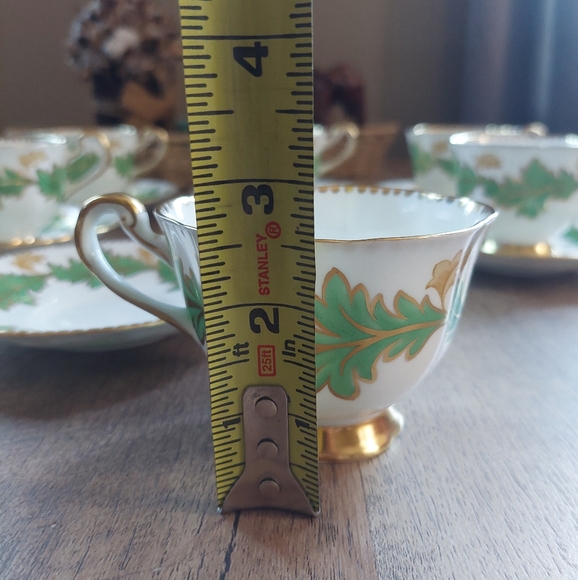 Vintage Royal Chelsey Bone China Green Leaf Ivy Tea Cup and Saucer Set Of (6) - Picture 12 of 16